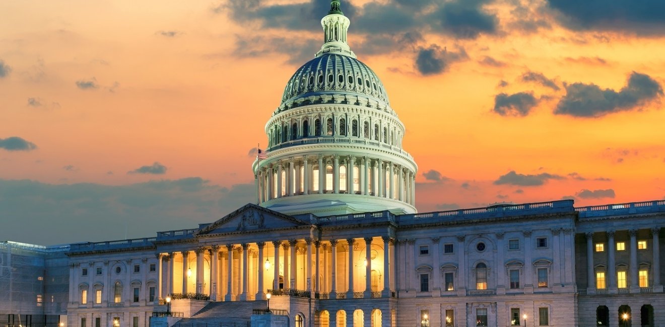 Image of the US Capitol Building at Dusk