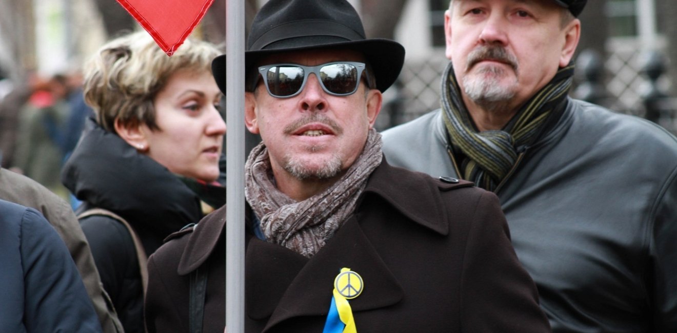 Andrey Makarevich at the March of Russian opposition against war with Ukraine.