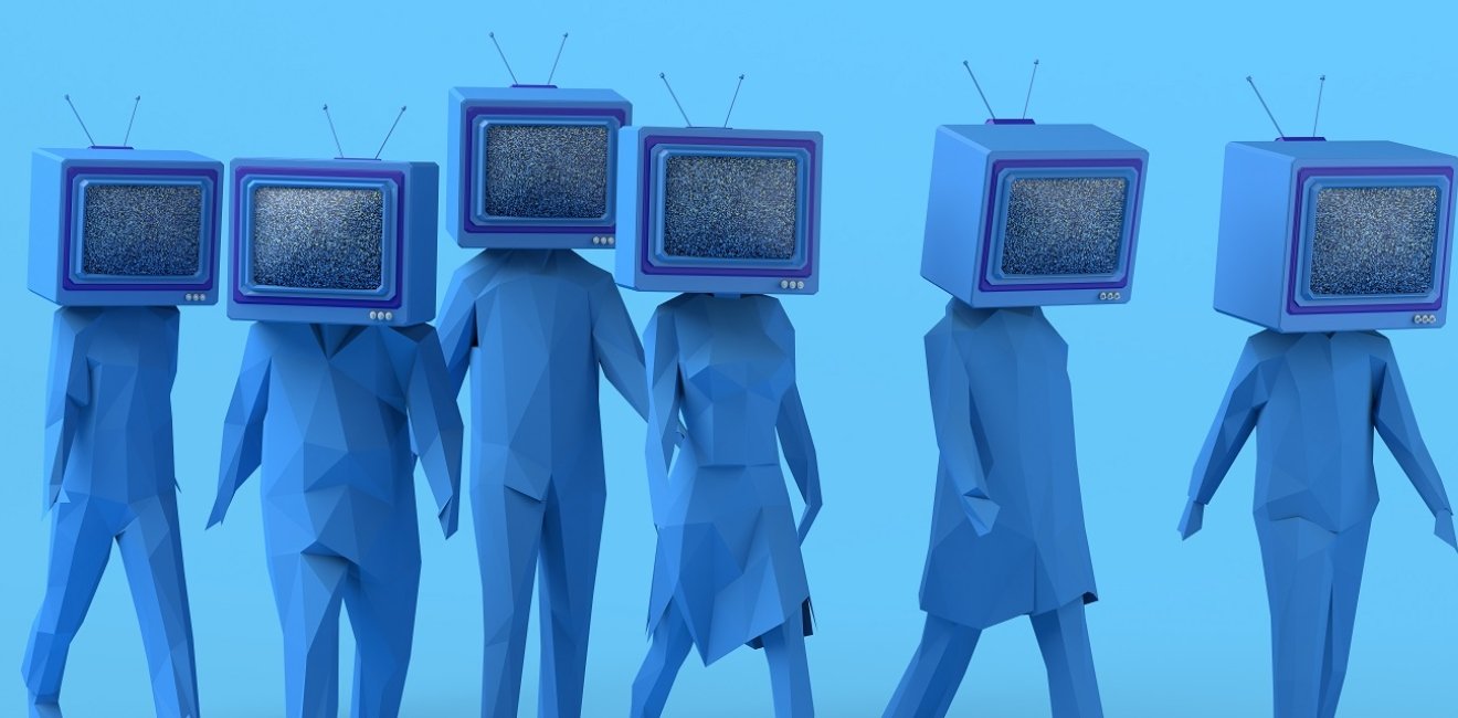 Image human bodies with TV heads