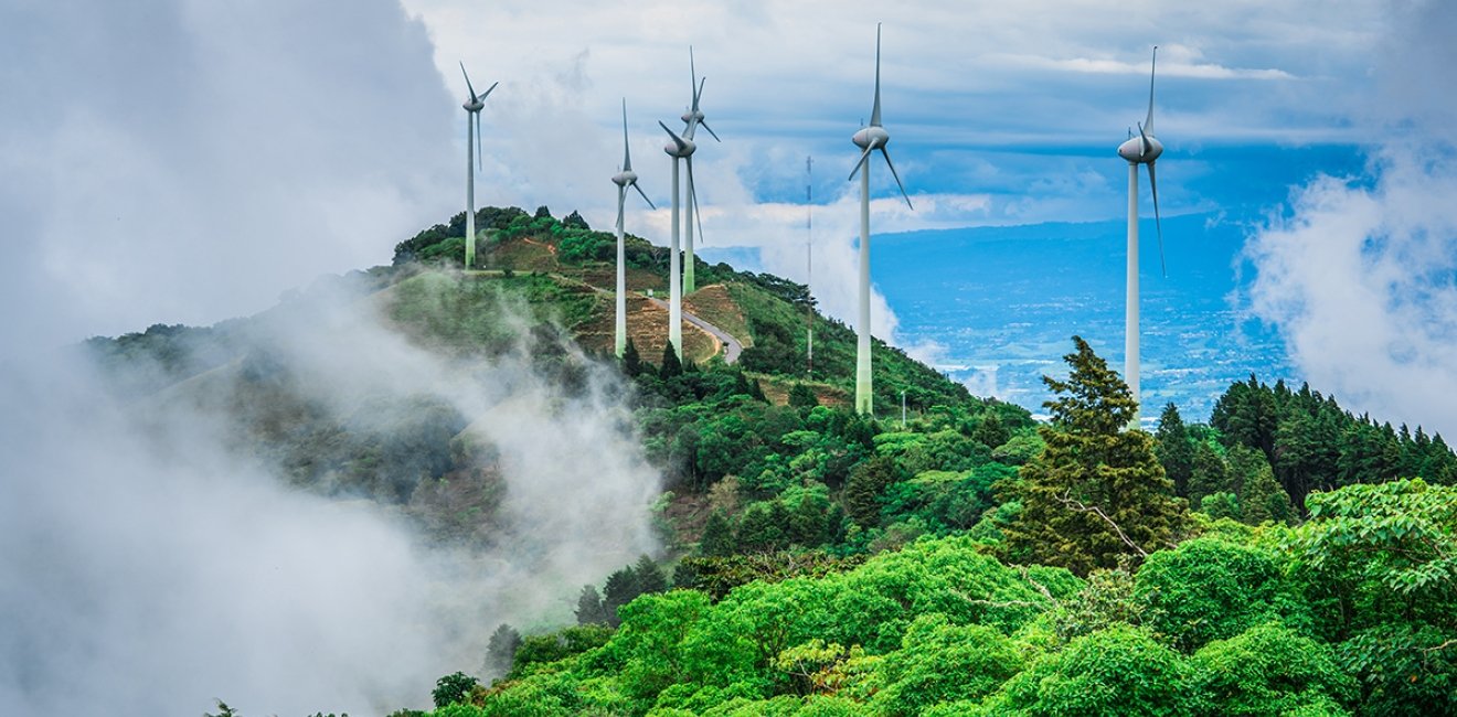 Wind turbines on a mountain