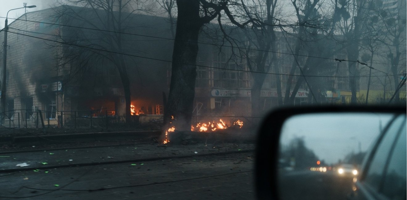 War in Ukraine. Consequences of the bombing by Russian cruise missiles of the Kiev television tower. 