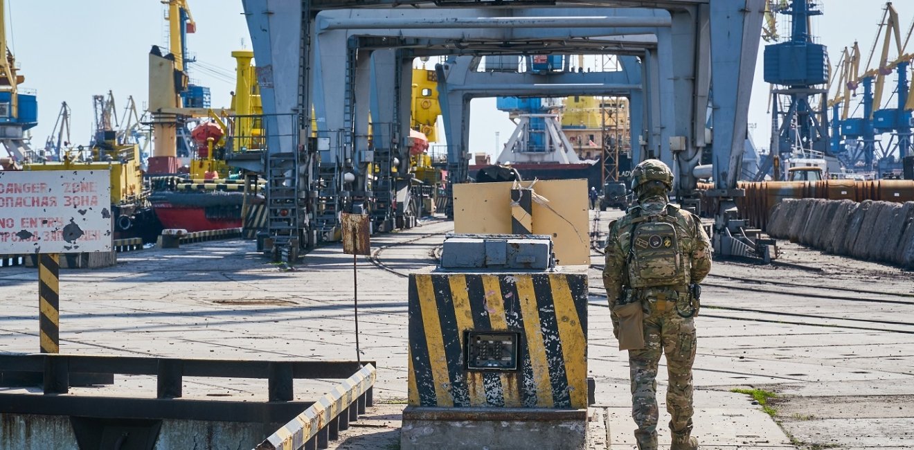 Mariupol. Ukraine. April 29, 2022. The port of Mariupol is under the control of the Russian army.