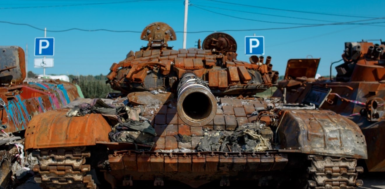 Destroyed Russian tanks in Kherson, Ukraine