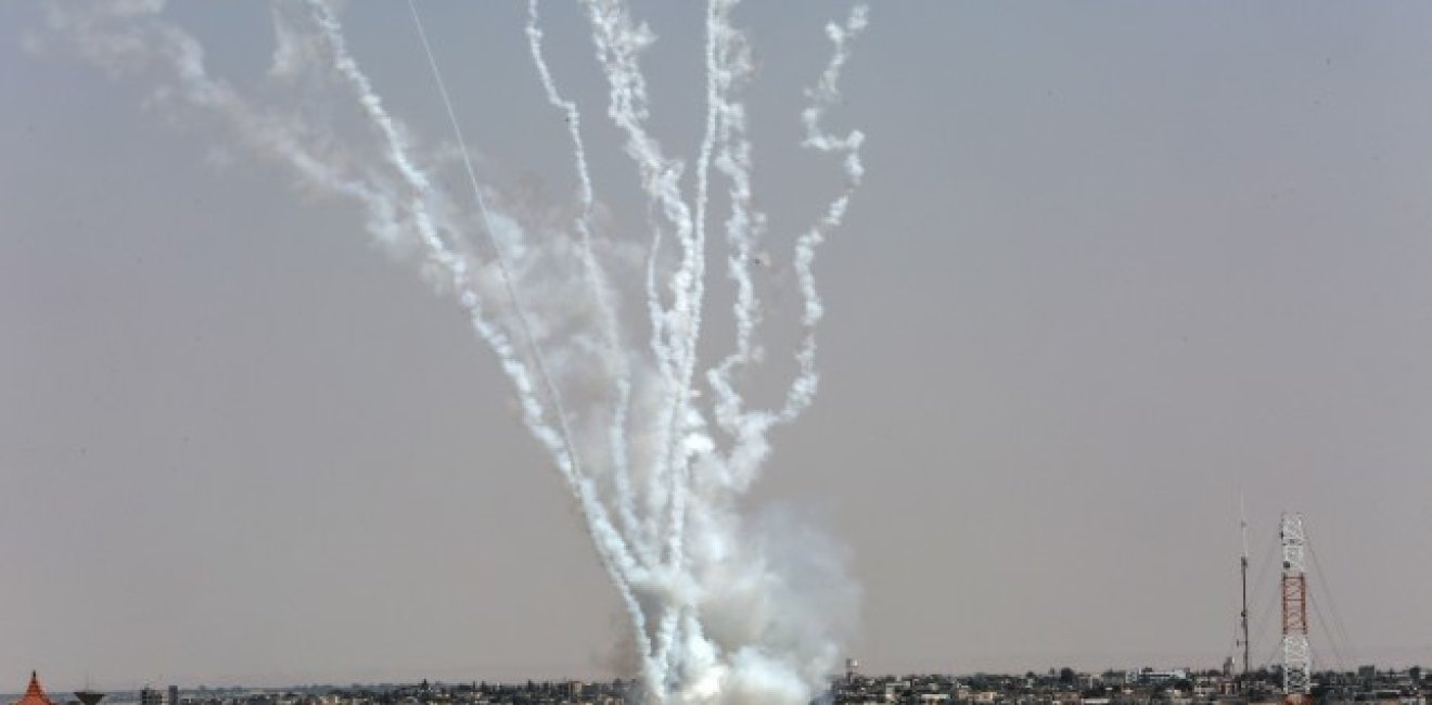 Rockets are launched from the Gaza Strip towards Israel.