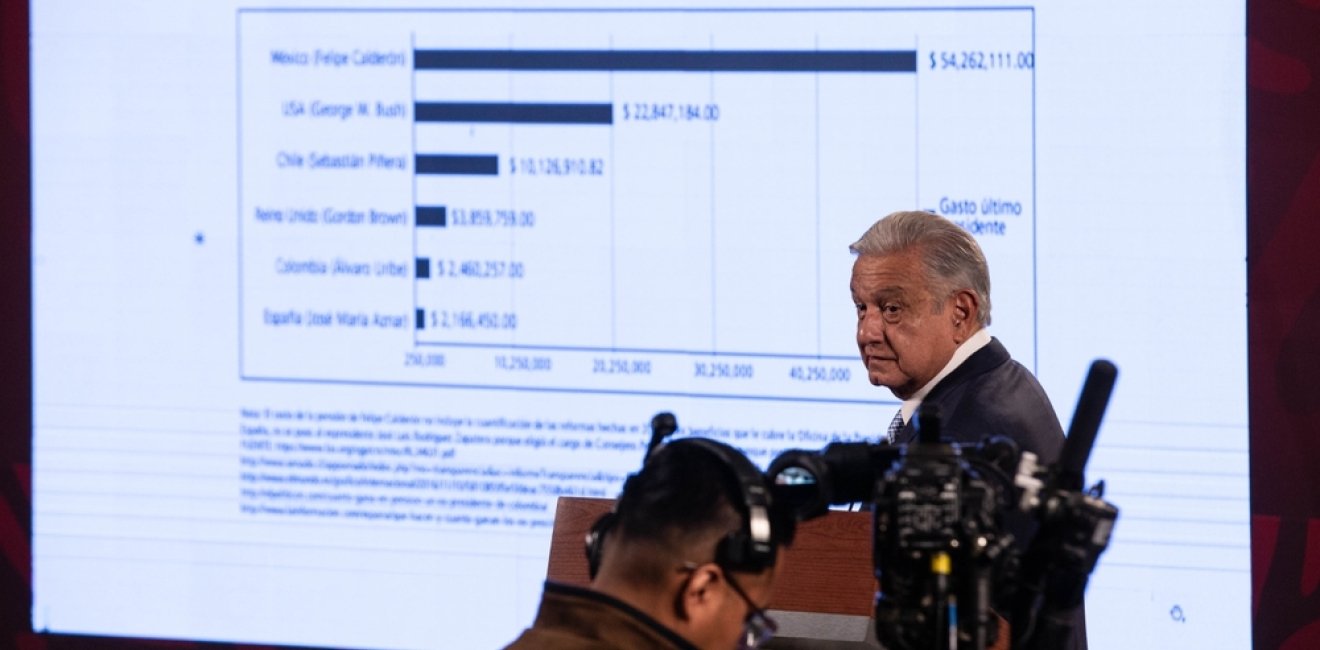 Andrés Manuel López Obrador, Presidente de México en su conferencia matutina en el Palacio Nacional.