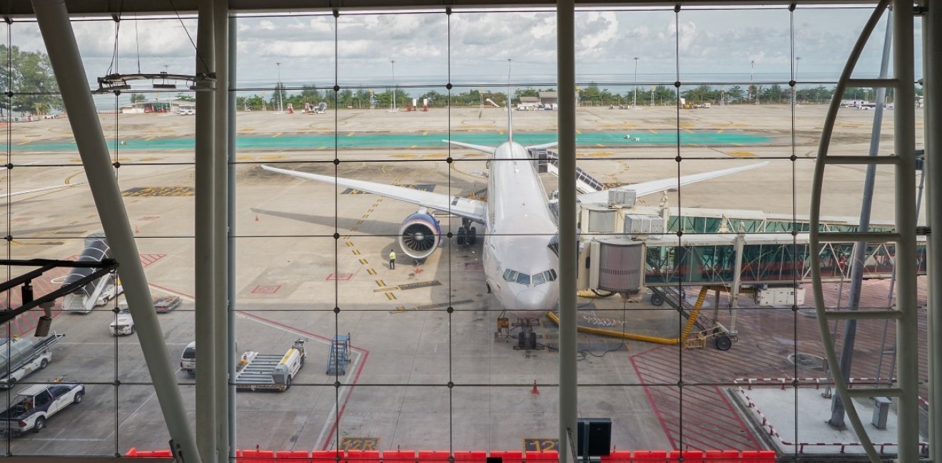 Aeroflot plane on the tarmac at the Phuket International Airport