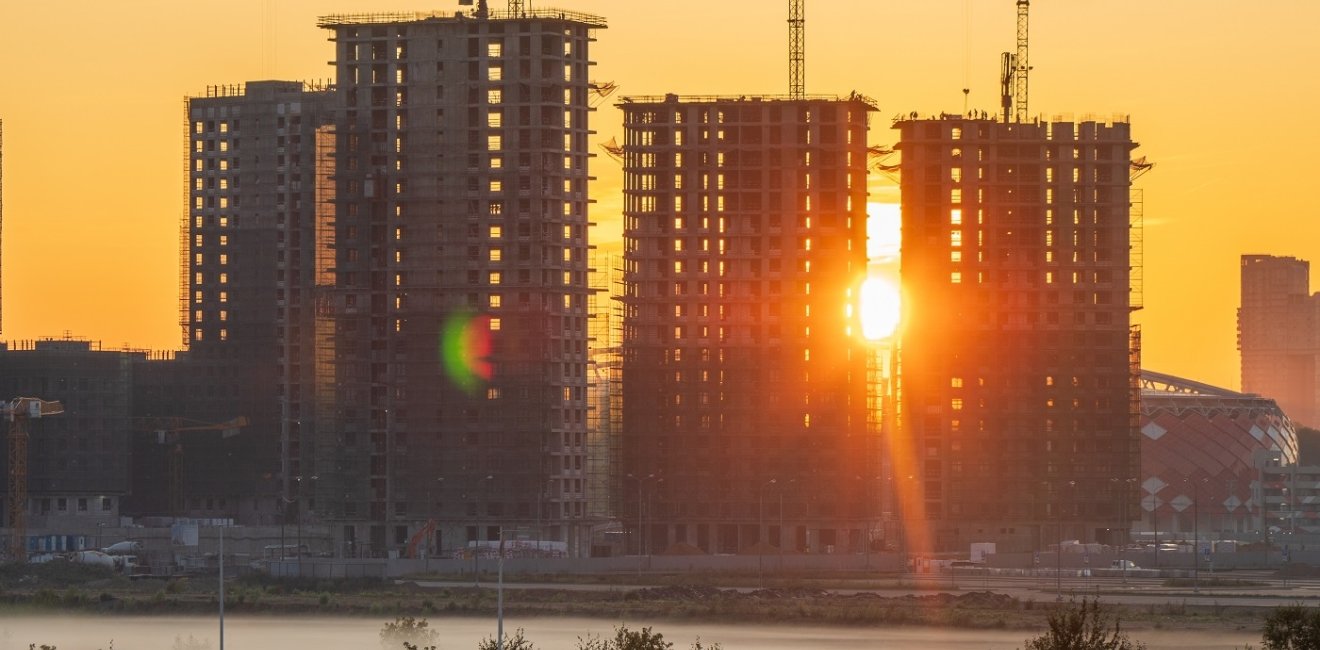 Moscow skyline with cranes