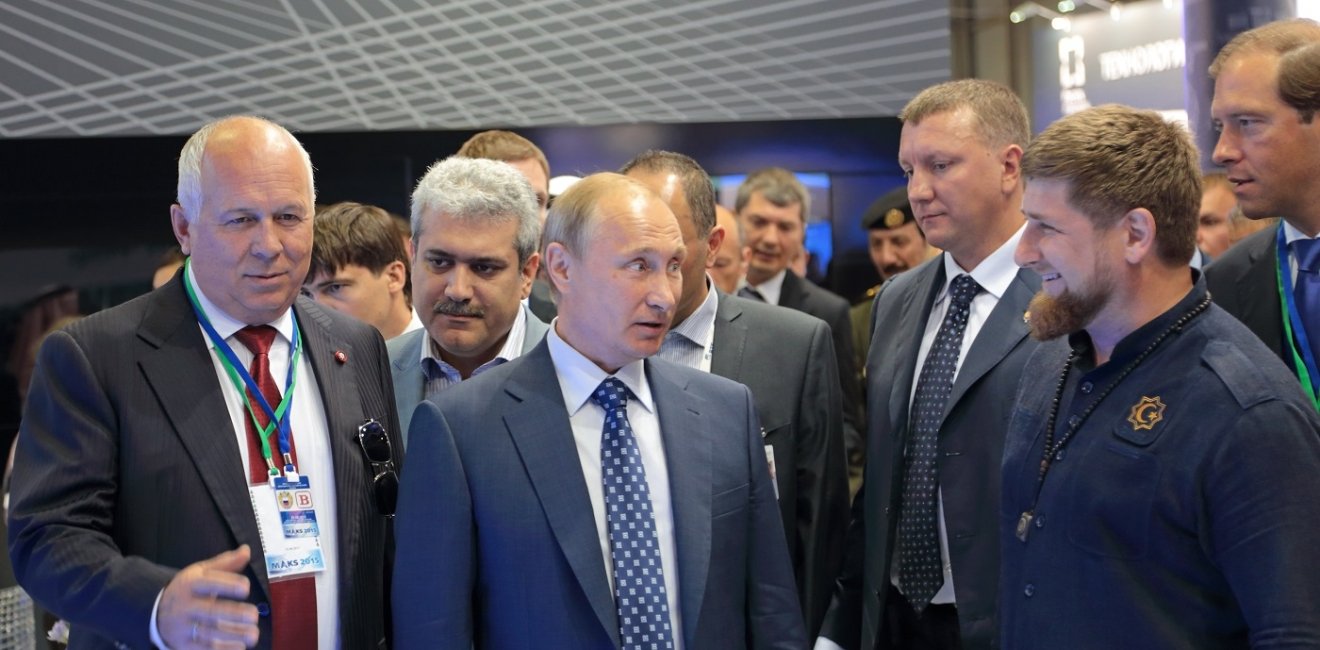 CEO of Rostec Corporation Sergey Chemezov, President of Russia Vladimir Putin and head of Chechnya Ramzan Kadyrov