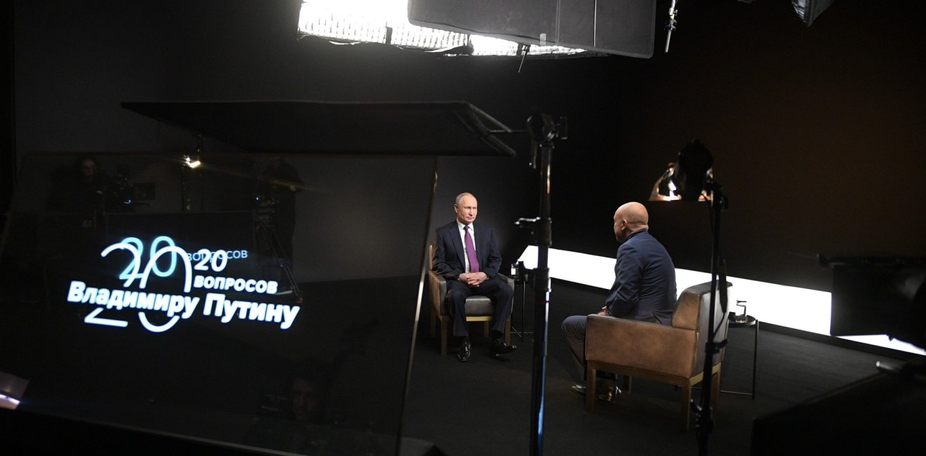 President Vladimir Putin gives an interview to TASS News Agency in March 2020.