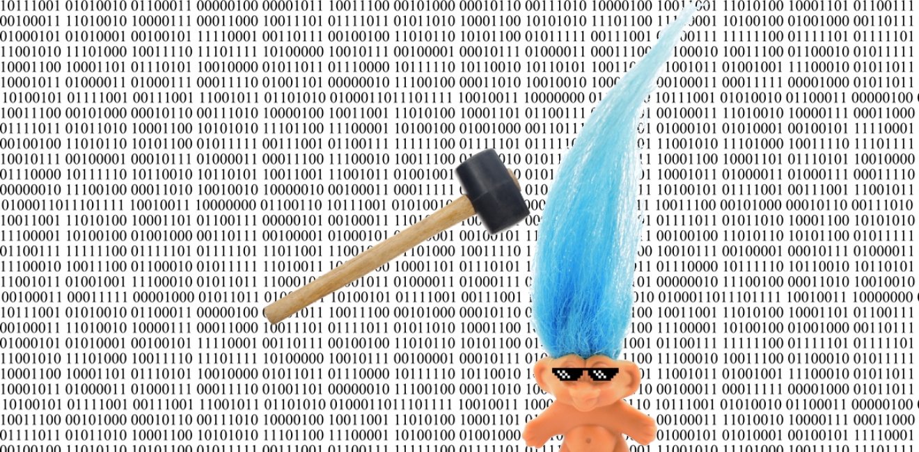 Whack a troll over binary code