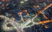 An aerial view of Karachi, Pakistan at night.