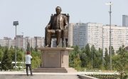 A monument to former Kazakh President Nursultan Nazarbayev