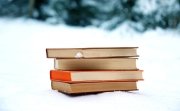 Stack of books in the snow