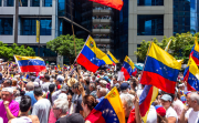 Protesters fill a Venezuelan street post-election