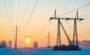 Ukrainian electricity infrastructure in a winter landscape