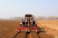 Farmer driving agricultural machinery