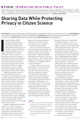 Sharing data while protecting privacy in citizen science