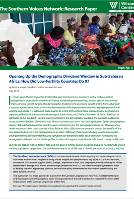 Opening Up the Demographic Dividend Window in Sub-Saharan Africa: How Did Low-Fertility Countries Do It?