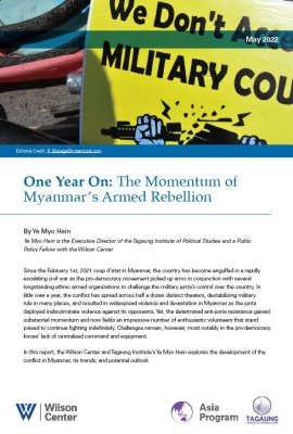 "One Year On: The Momentum of Myanmar's Armed Rebellion" Cover 