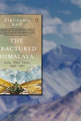 The cover of the book The Fractured Himalayas with a background of the Himalayan mountains.