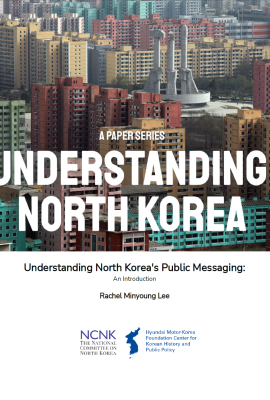 An image of the cover of the report, with a picture of a North Korean city and the title of the report.