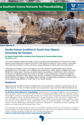 Herder-Farmer Conflicts in South East Nigeria: Assessing the Dangers Publication Cover