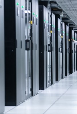  Jiujiang, China - May 21, 2022: An IDC inspection engineer checks the server operation in the machine room of China Telecom's Central Cloud Computing Big Data Center