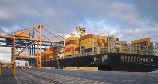 Cargo container ship in port