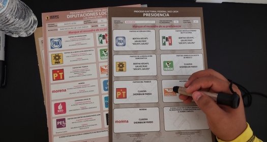 Voter Marking Presidential Ballot in Mexico