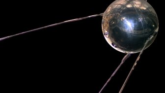 A mockup of the Sputnik 1 at the National Air and Space Museum.