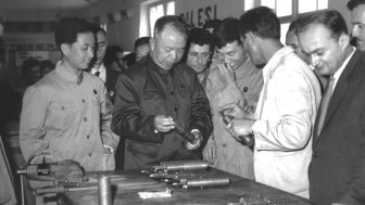 China-Albania friendship delegation on a visit to an Albanian factory, 1967