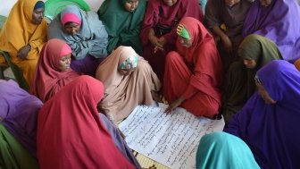 Women from conflicting clans in Somalia who have experienced years of conflict, marginalization and drought develop a plan for their district