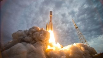 The MUOS 2 satellite launches from Cape Canaveral