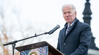 Joseph Biden speaking at a podium