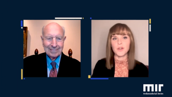 Screen shot of Thomas R. Pickering and interviewer Dr. Hanna Notte 