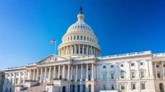 US Capitol over blue sky