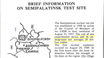 Nevada-Semipalatinsk Movement, 'Brief Information on Semipalatinsk Test Site'