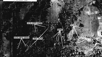 One of the first images of missile bases under construction shown to President Kennedy on the morning of October 16.