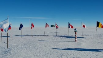 Flags around South Pole