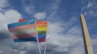 Pride Flags by the Washington Monument 