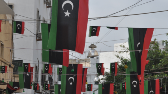 Libyans celebrate the liberation from the Qaddafi regime in the streets of Tripoli on November 5, 2011 in Tripoli