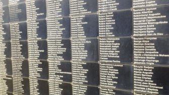  Names of victims at mass graves in National Memorial to the victims of Genocide in Kigali, Rwanda.