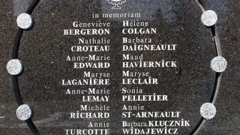 Memorial plaque for the victims of the Ecole Polytechnique Tragedy