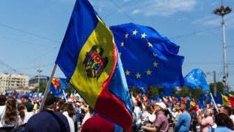 Flag of Moldova and the EU