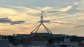 Twilight at Parliament House, Canberra, during the week of the Australia-ASEAN Summit