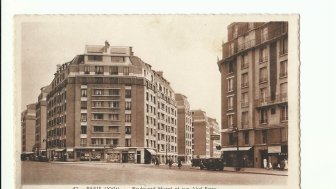 Historic postcard of Parisian street