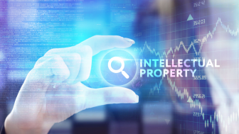 Concept of Intellectual Property with graphs and text in the background