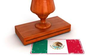 Rubber stamp with the Mexican flag