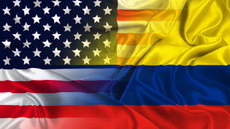 Flags of the US and Colombia