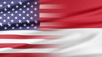 Flags of the US and Indonesia